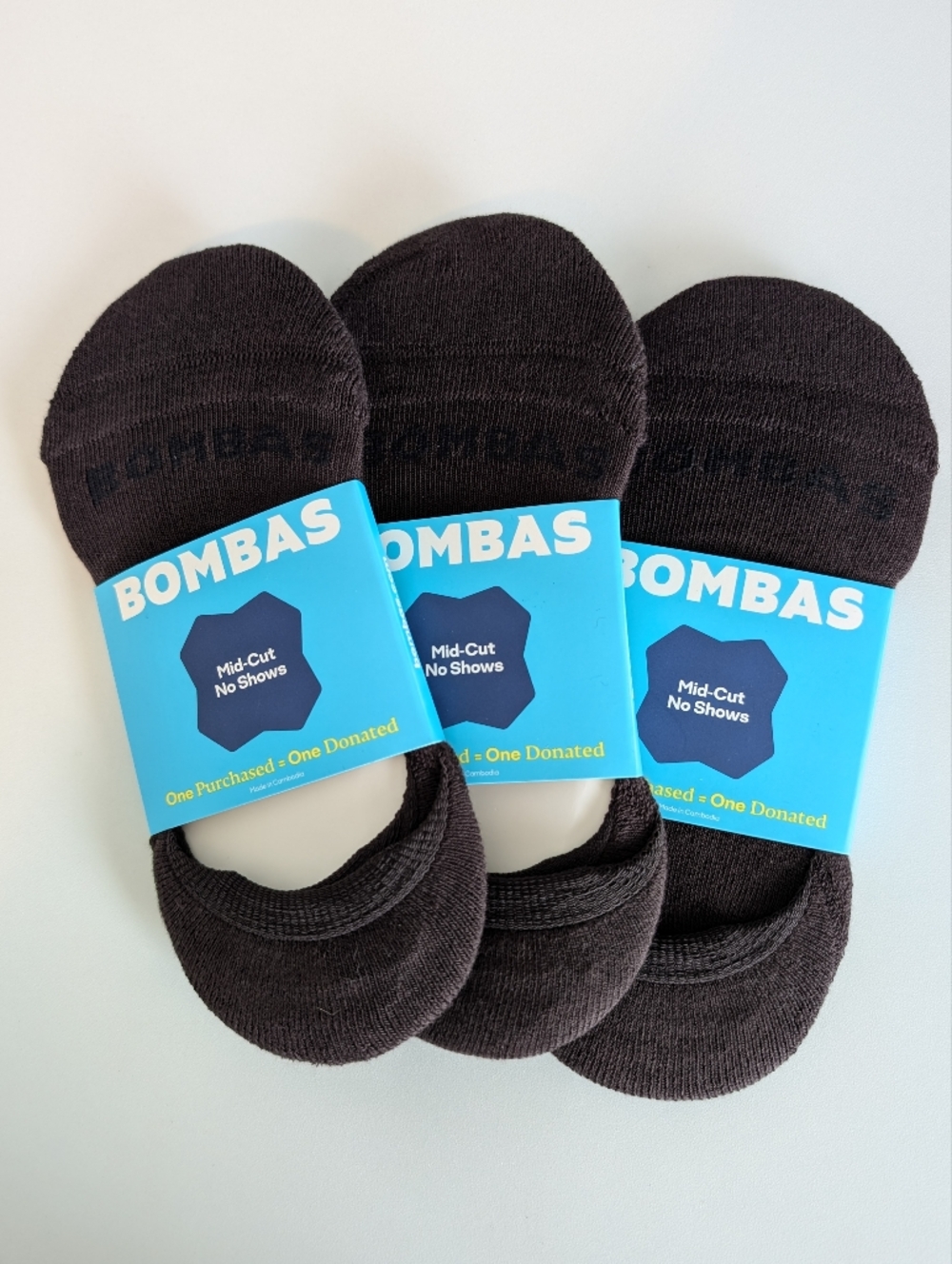 NWT Bombas Women’s Mid-Cut No-Show Sock Size Small - Brown (3 Pack)